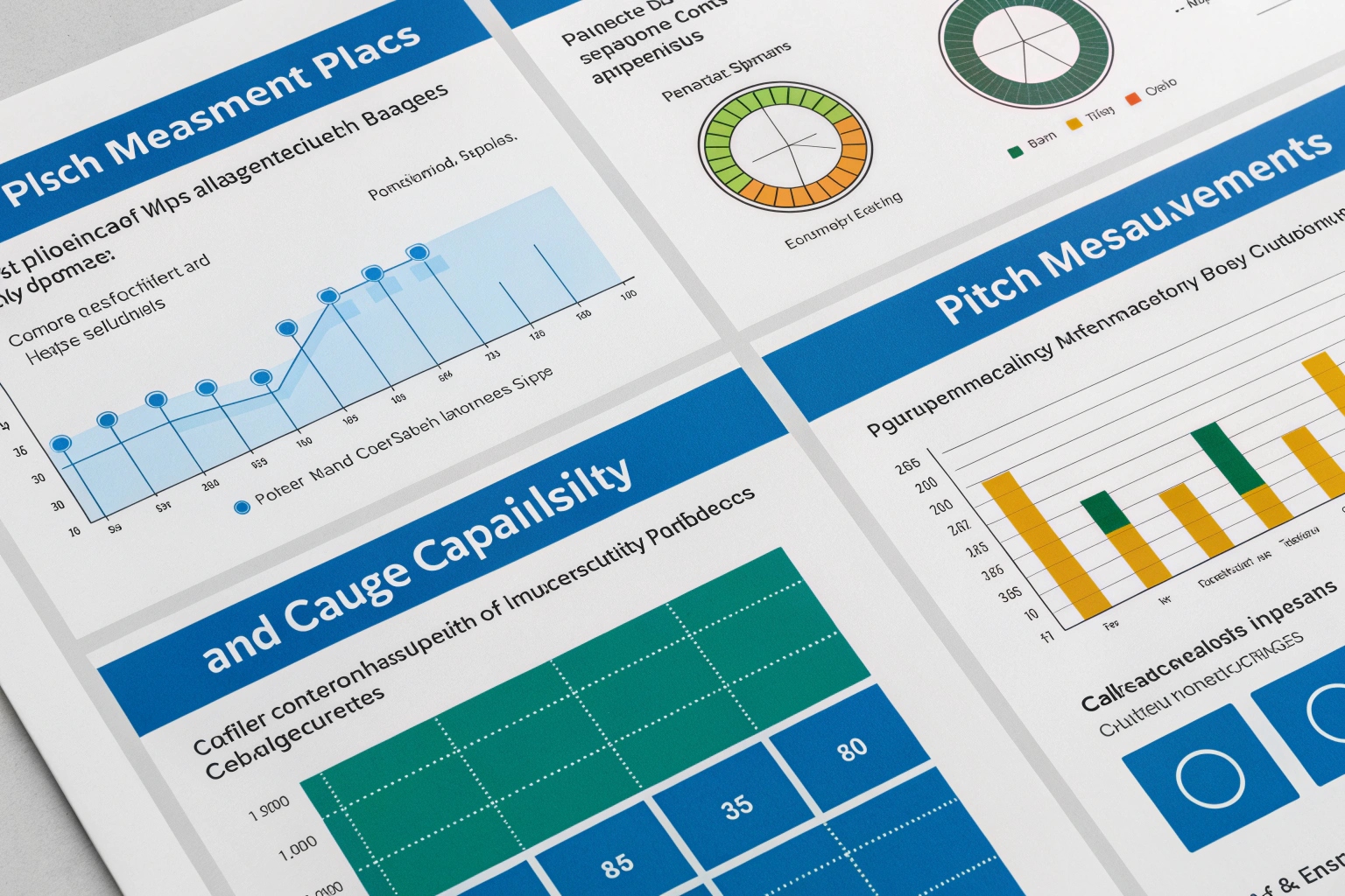 Technical charts displaying measurements and statistical data.