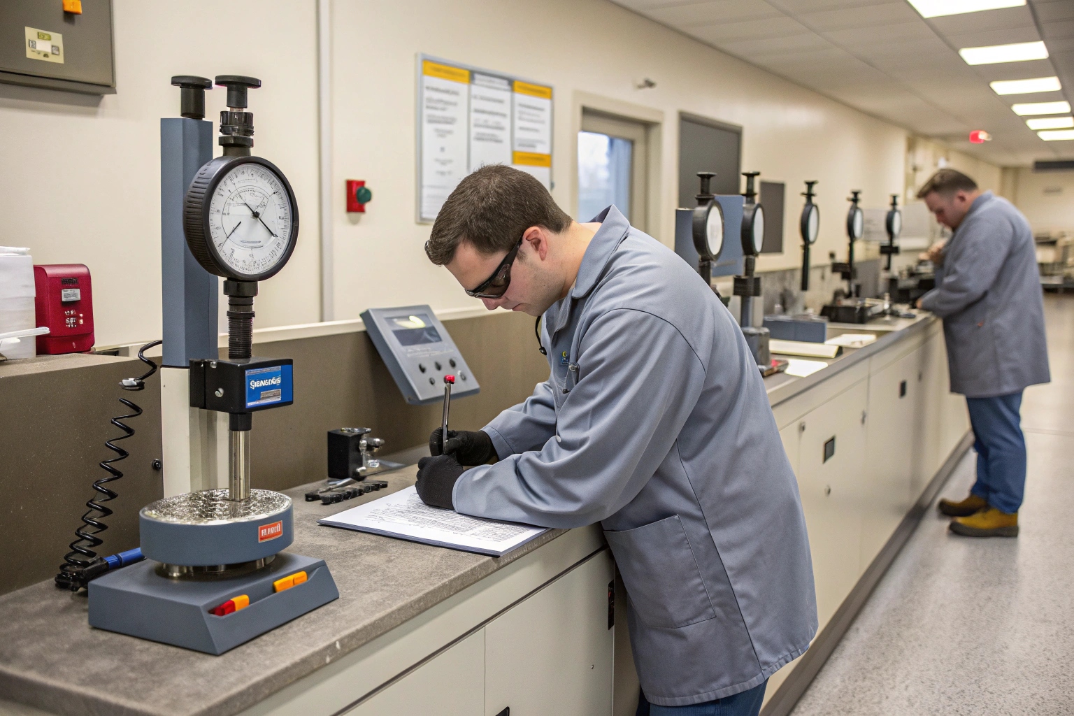 Close-up of metal ring gears glowing hot during induction heating treatment process.