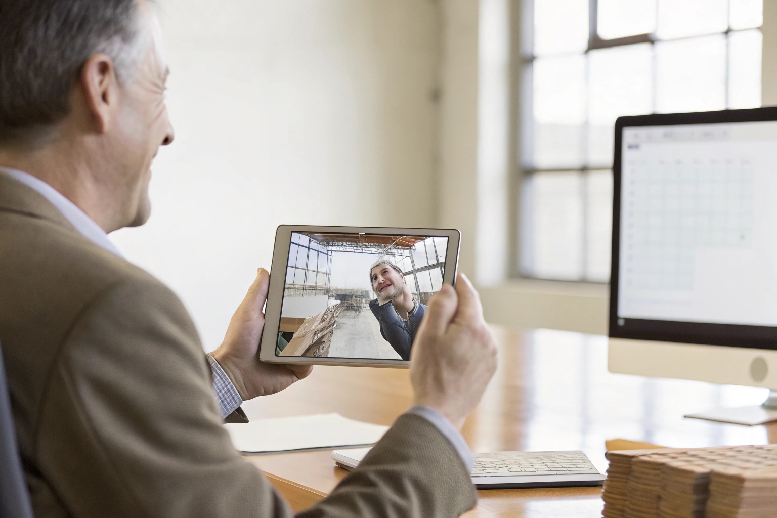 Purchasing Manager Reviewing Inspection Photos