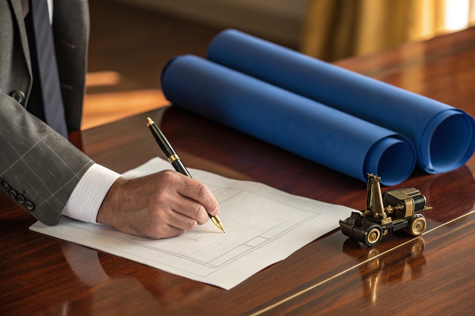 A secure contract and blueprints for excavator parts