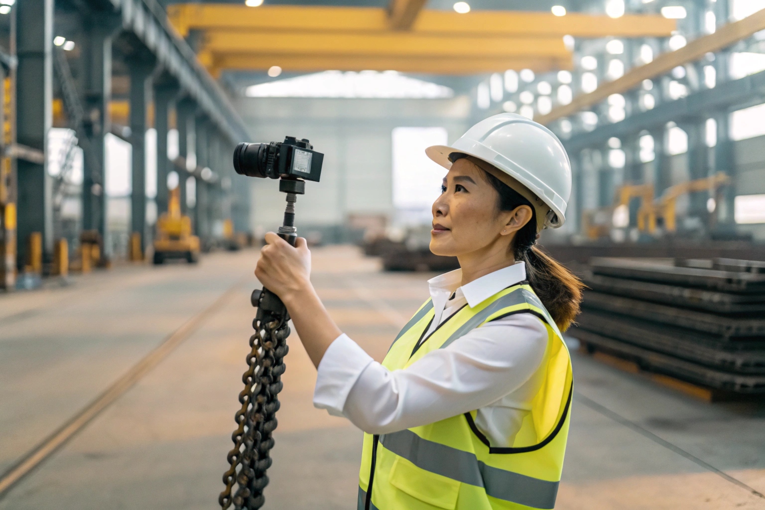 Grace conducting a video audit in the Dingtai factory