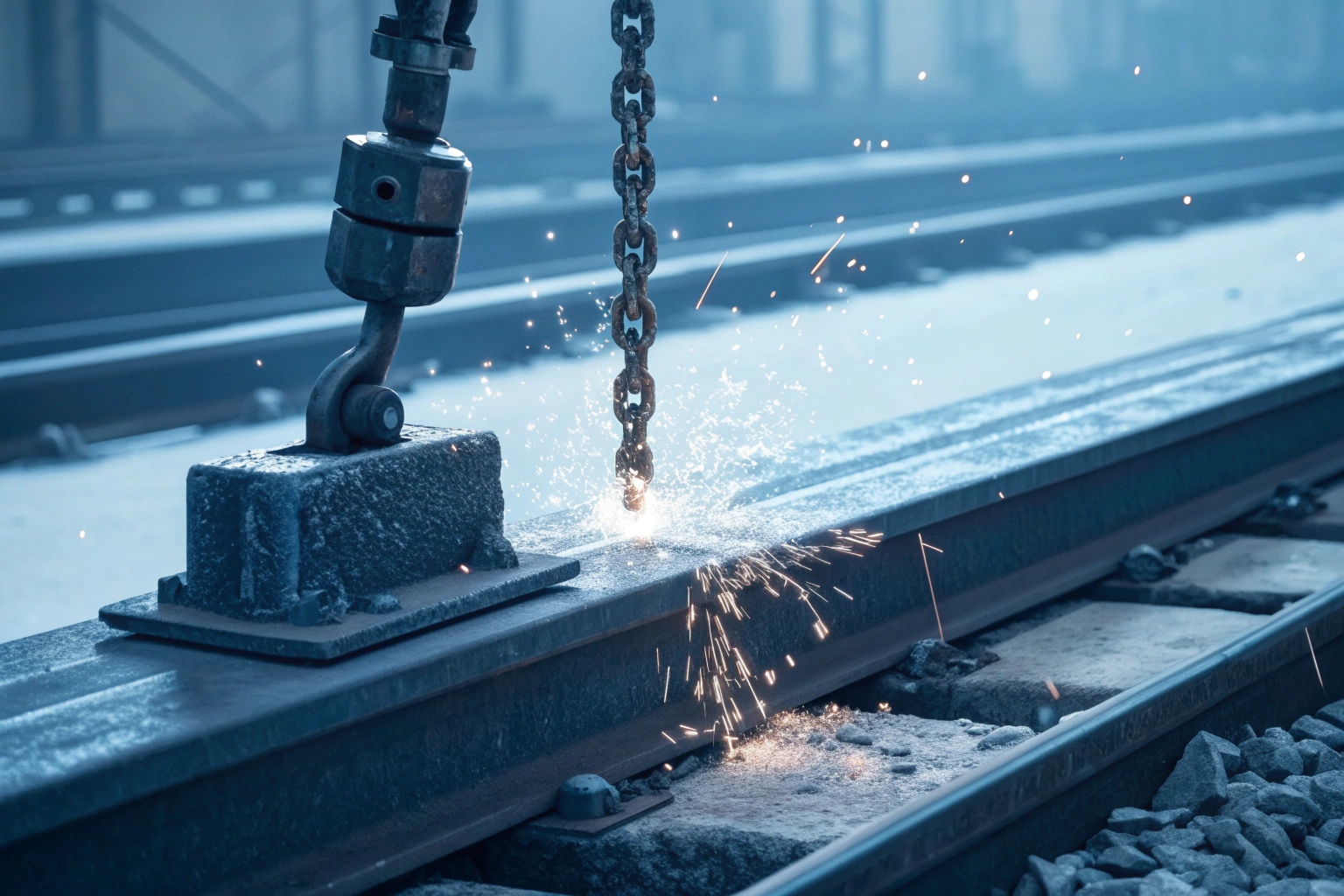 Technician performing salt spray test on track shoes
