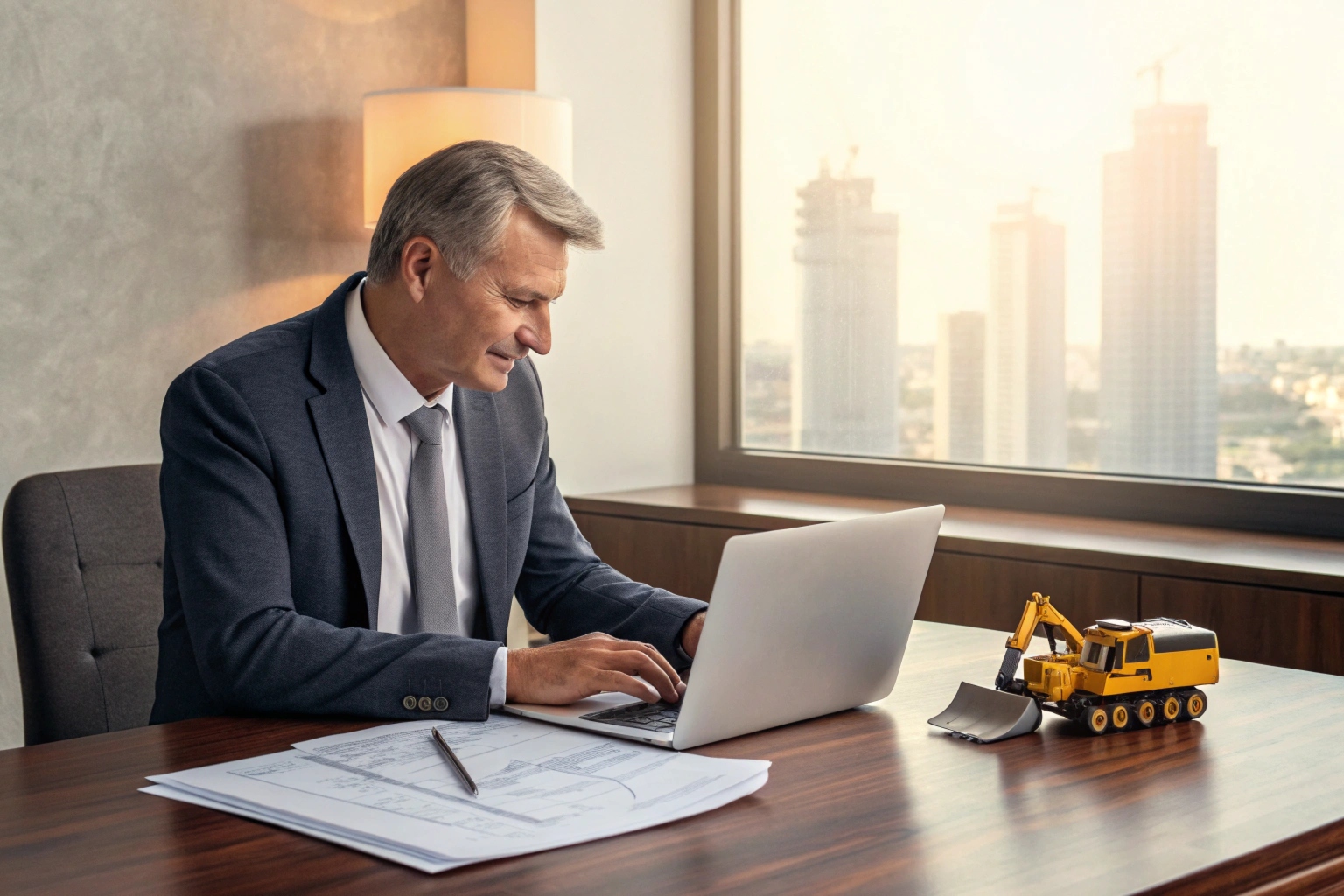 Finance team processing credit notes for excavator parts