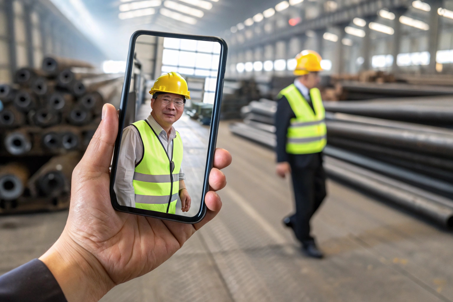 Live video call with factory staff