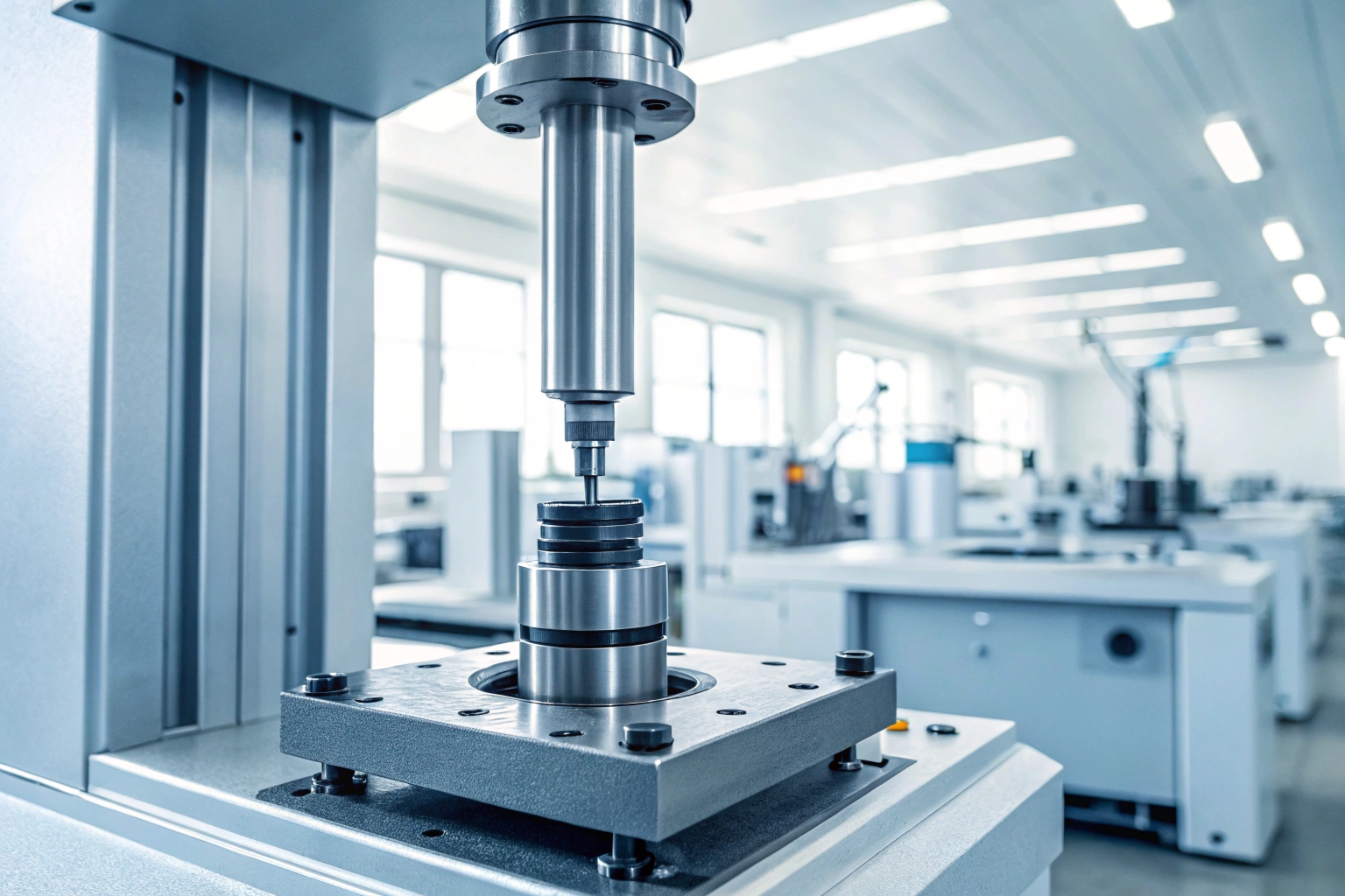 Lab technician performing Charpy impact test