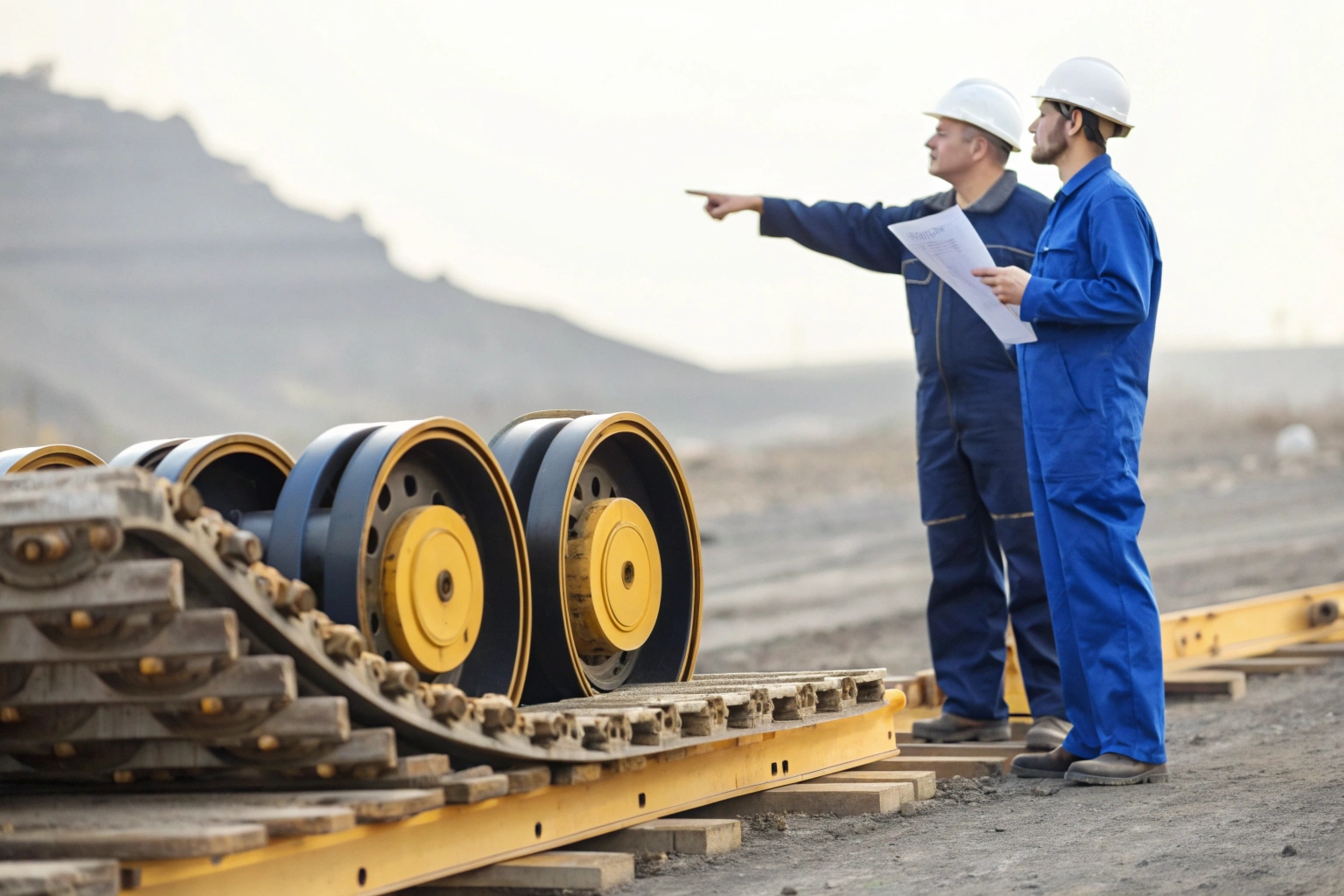 engineer onsite excavator inspection