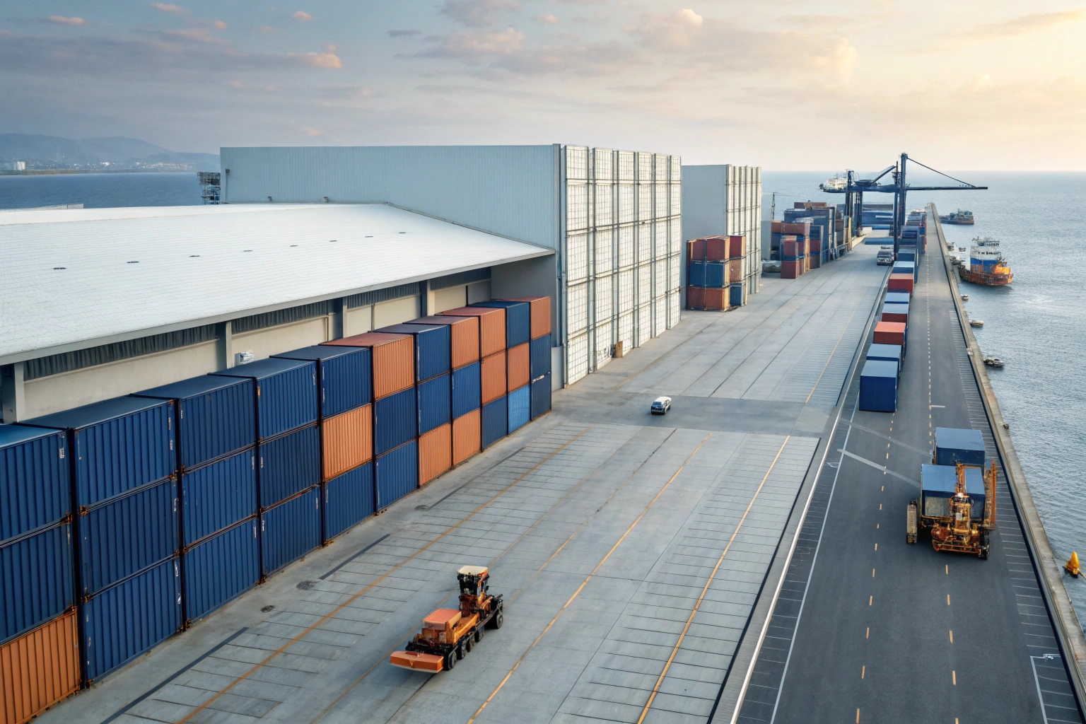 Logistics truck at a bonded warehouse facility